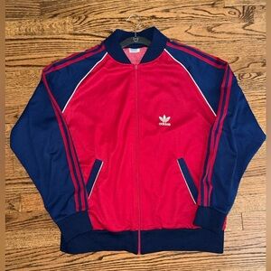 Vintage 80’s era Adidas Men's Red and Blue Track Jacket